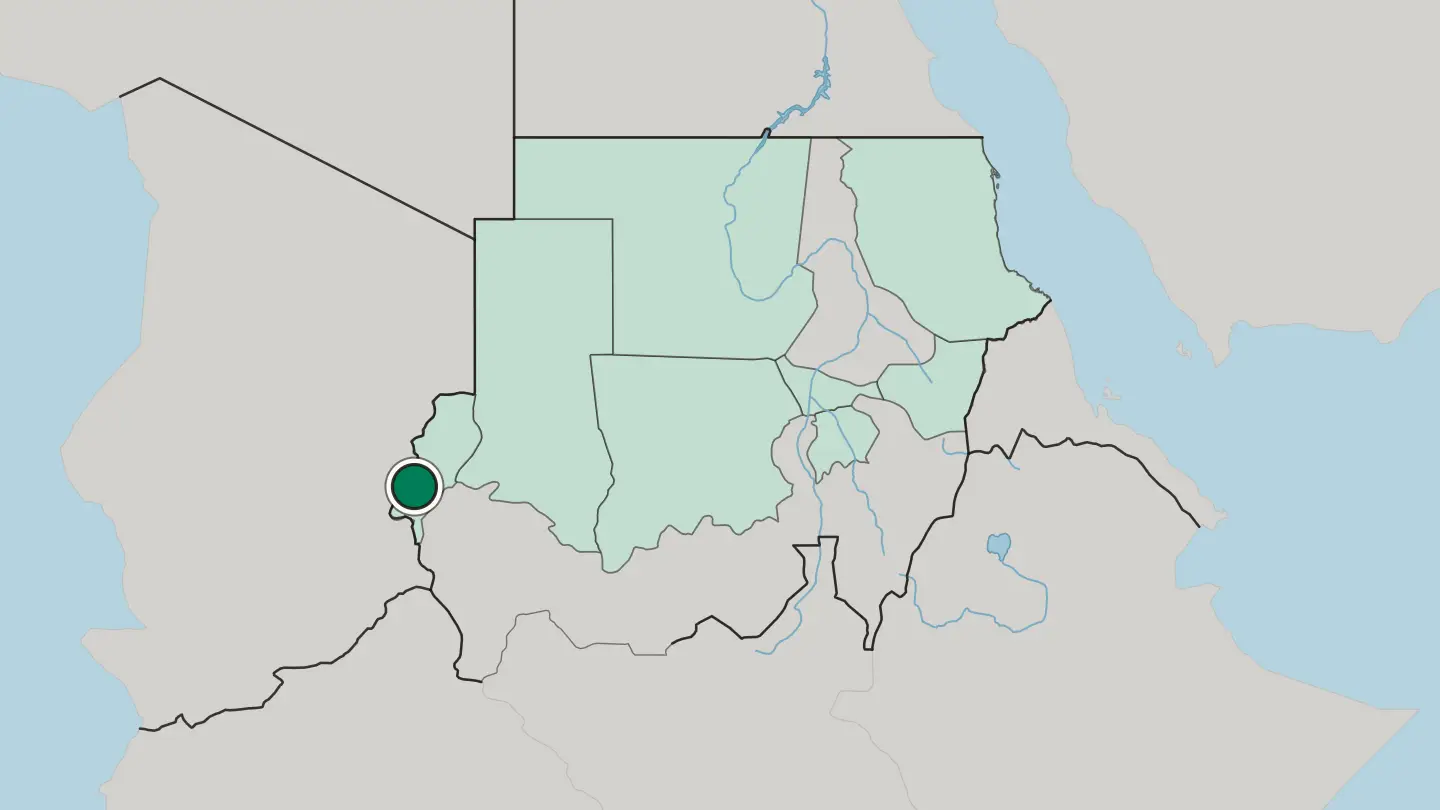 Map of Al-Junaynah in Sudan