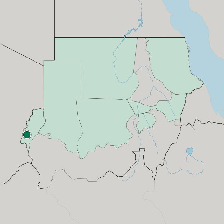 Map showing Al-Junaynah — In Sudan