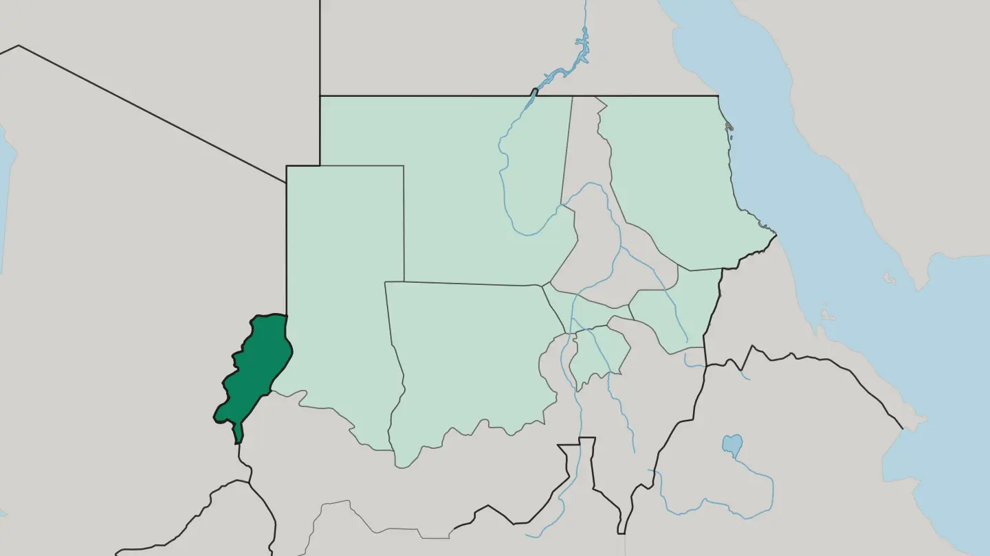 Map of West Darfur in Sudan