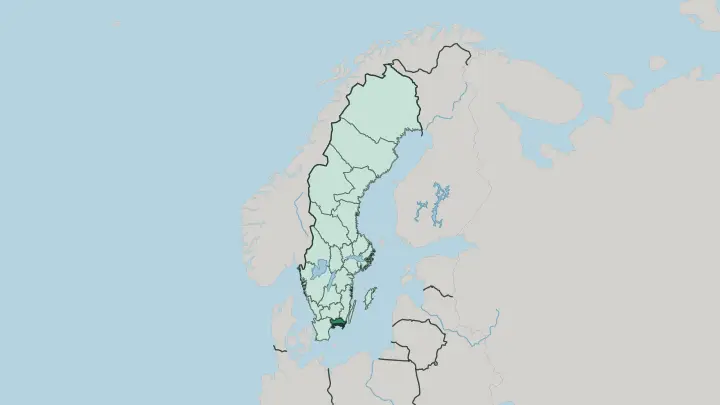 Map of Blekinge County in Sweden