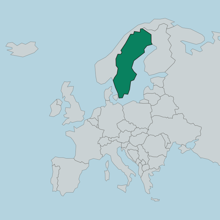 Map showing Sweden — In Europe