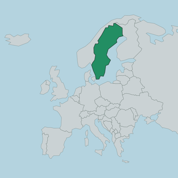 Map showing Sweden — In Europe