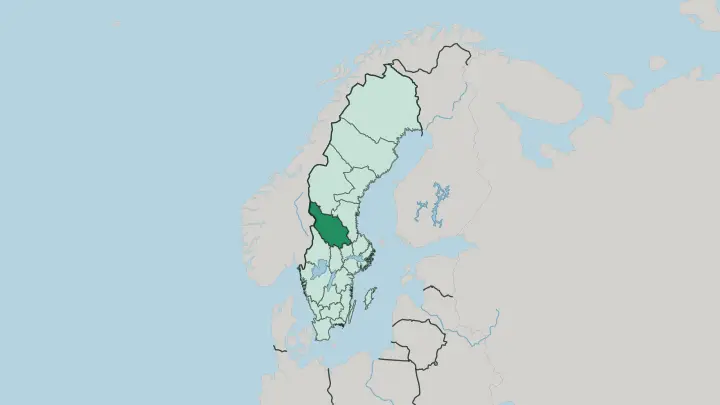 Map of Dalarna County in Sweden