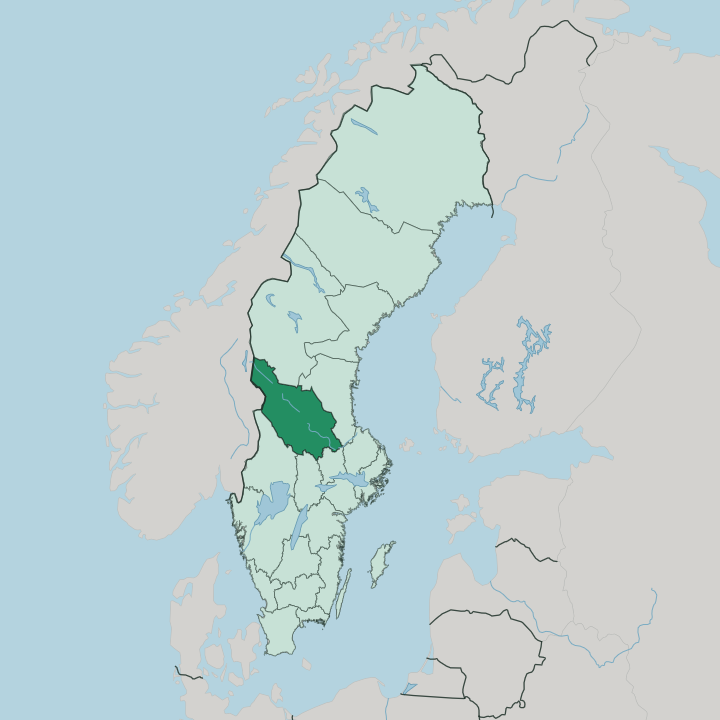 Map showing Dalarna County — In Sweden