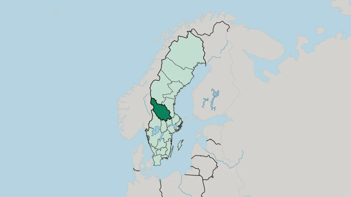 Map of Dalarna County in Sweden