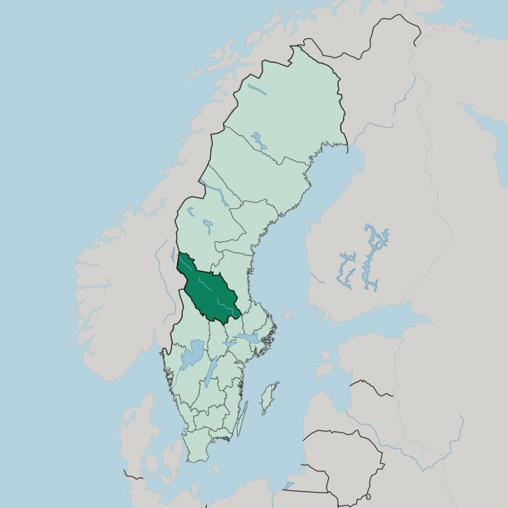 Map showing Dalarna County — In Sweden