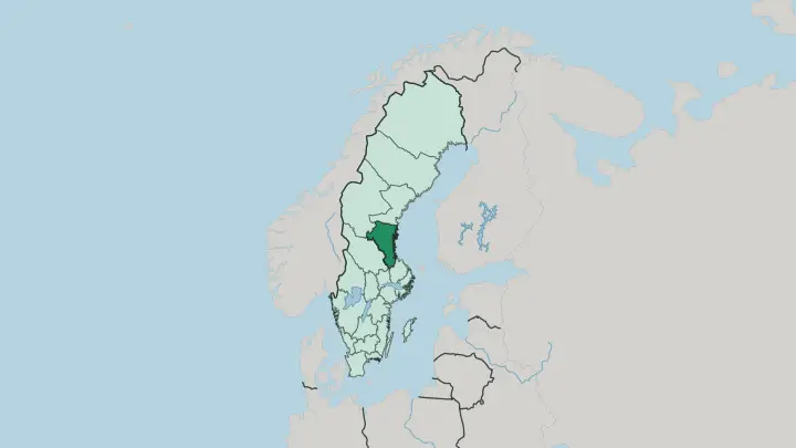 Map of Gävleborg County in Sweden