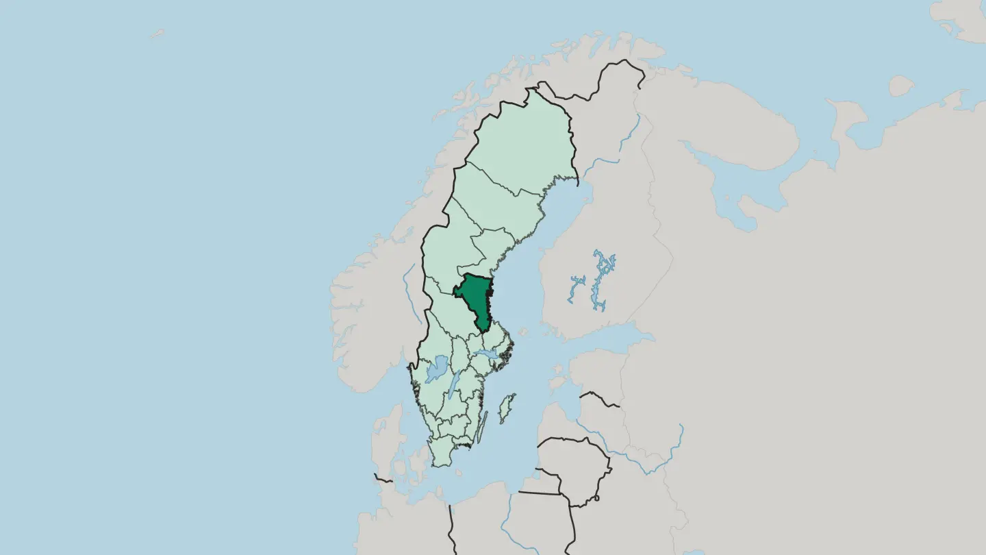 Map of Gävleborg County in Sweden