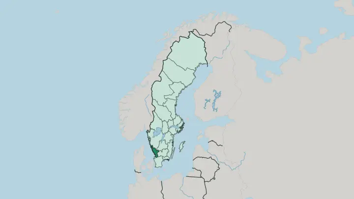 Map of Halland County in Sweden