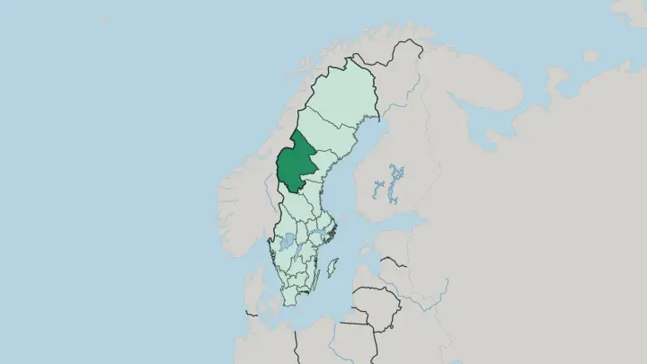 Map of Jämtland County in Sweden