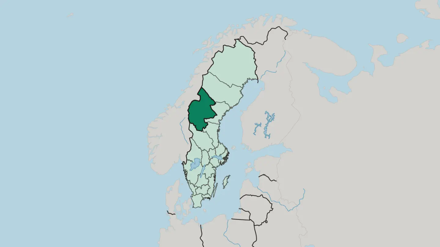 Map of Jämtland County in Sweden