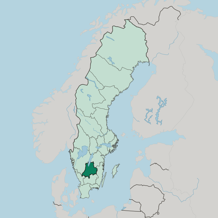 Map showing Jönköping County — In Sweden