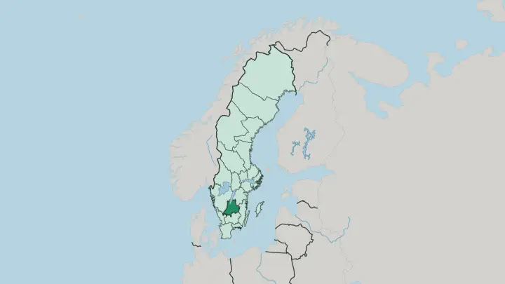 Map of Jönköping County in Sweden