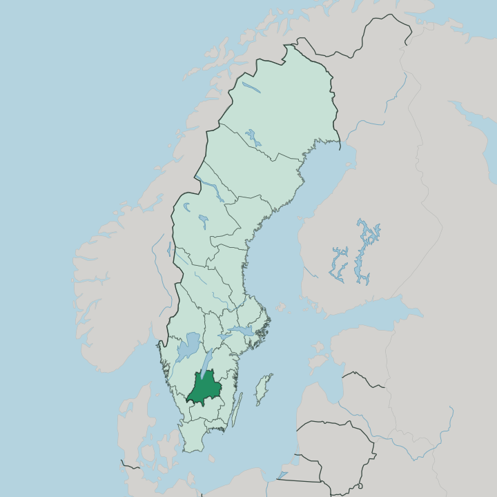 Map showing Jönköping County — In Sweden