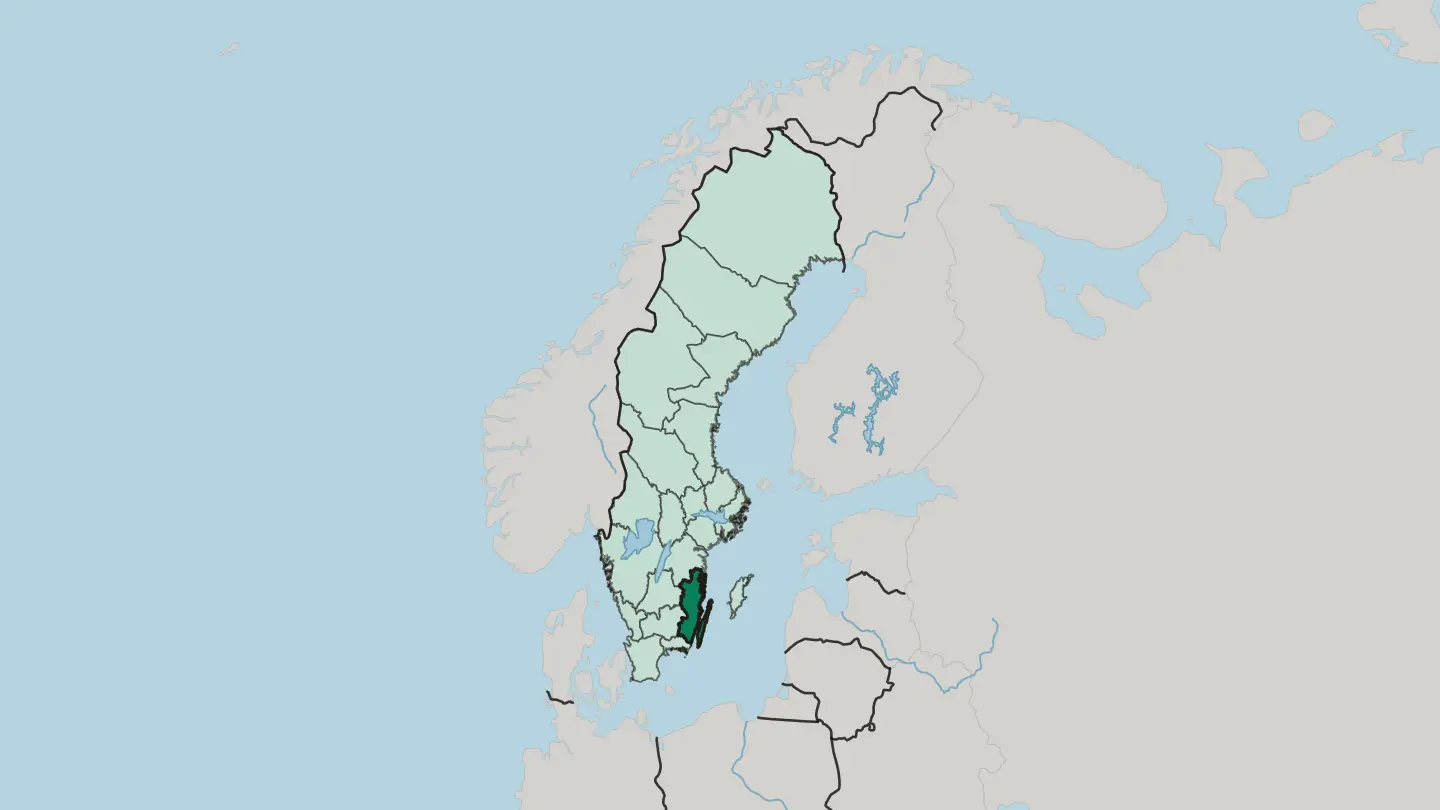 Map of Kalmar County in Sweden