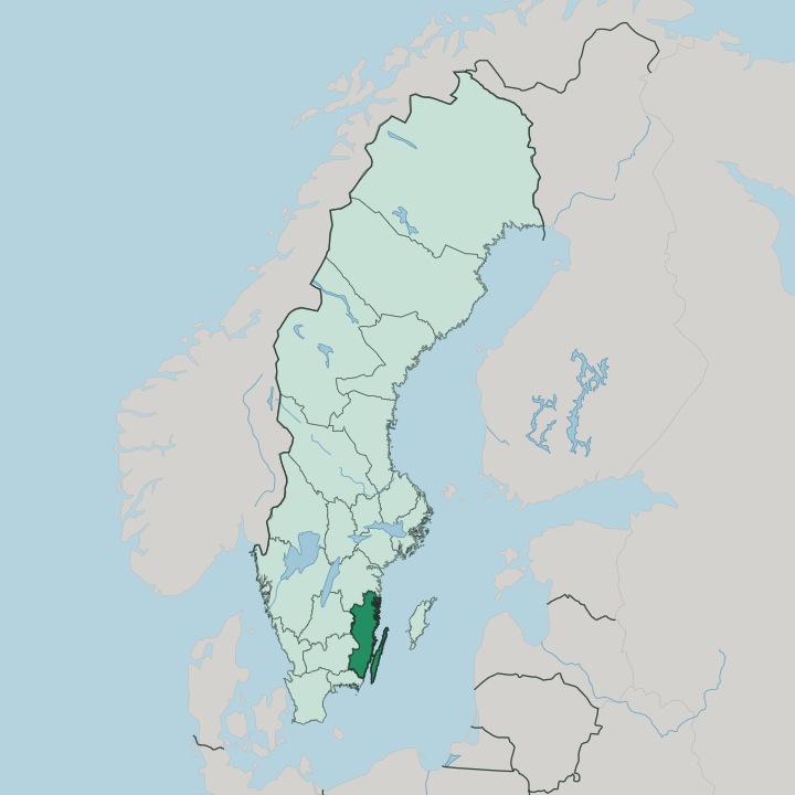Map showing Kalmar County — In Sweden