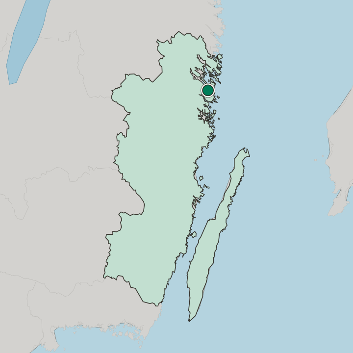 Map showing Västervik — In Kalmar County
