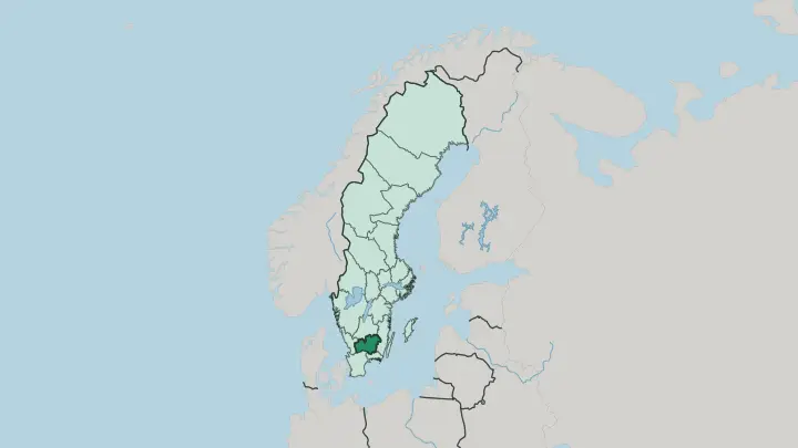 Map of Kronoberg County in Sweden