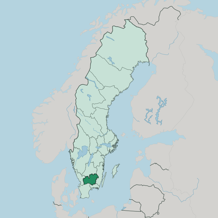 Map showing Kronoberg County — In Sweden
