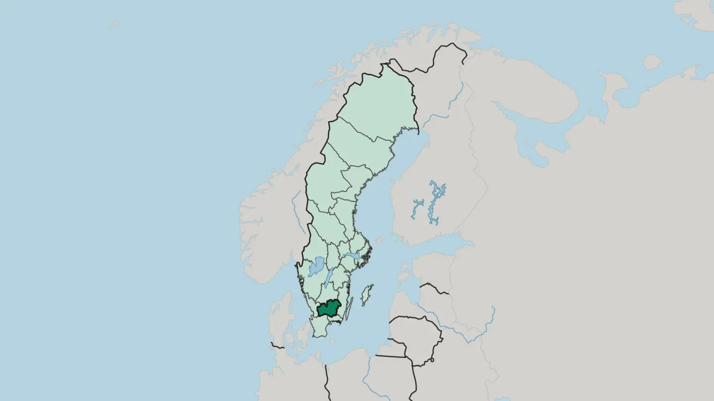 Map of Kronoberg County in Sweden