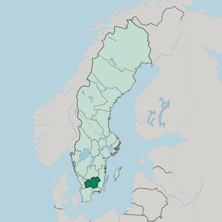 Map showing Kronoberg County — In Sweden