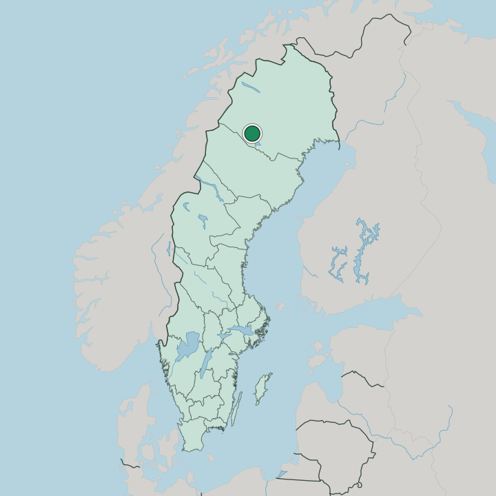 Map showing Arjeplog — In Sweden