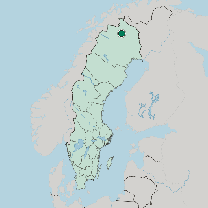Map showing Jukkasjärvi — In Sweden