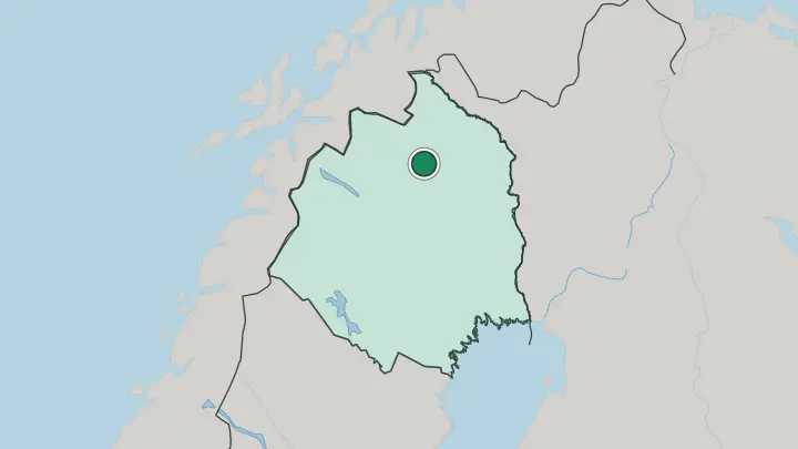 Map of Jukkasjärvi in Sweden