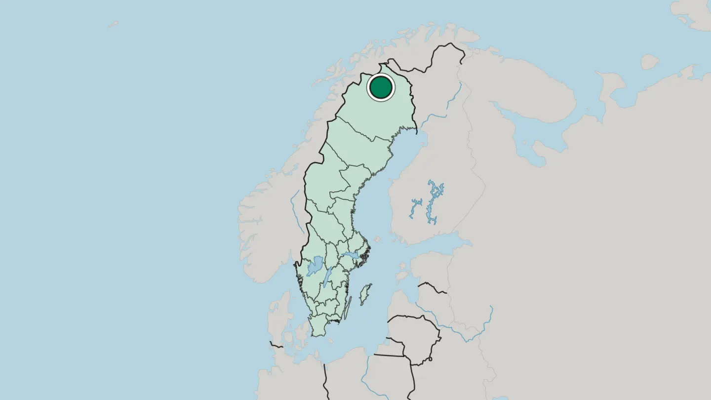 Map of Kiruna in Sweden