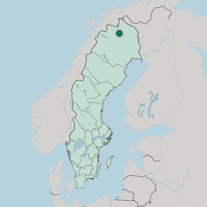 Map showing Kiruna — In Sweden