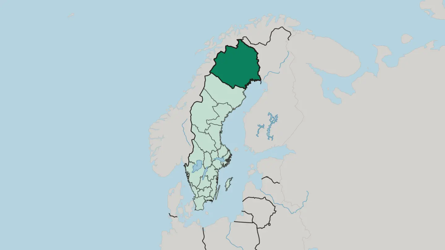 Map of Norrbotten County in Sweden