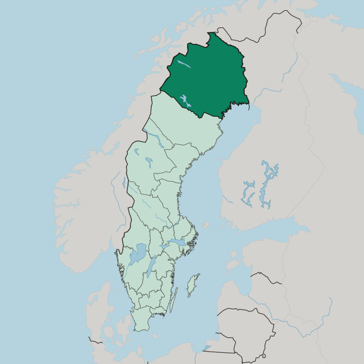 Map showing Norrbotten County — In Sweden