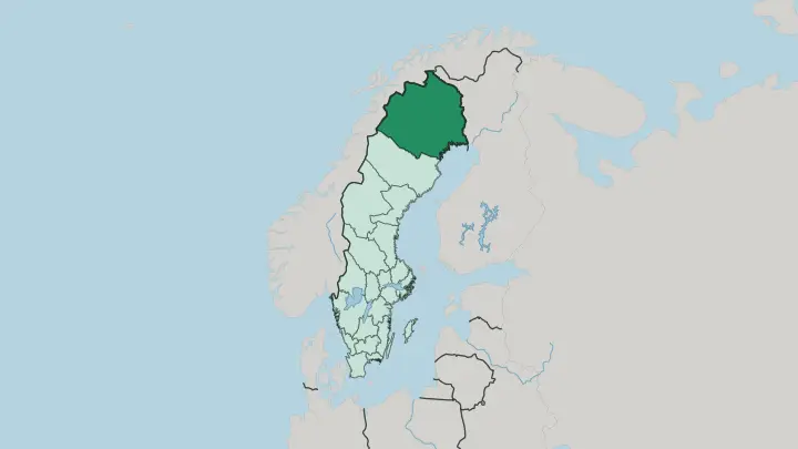 Map of Norrbotten County in Sweden