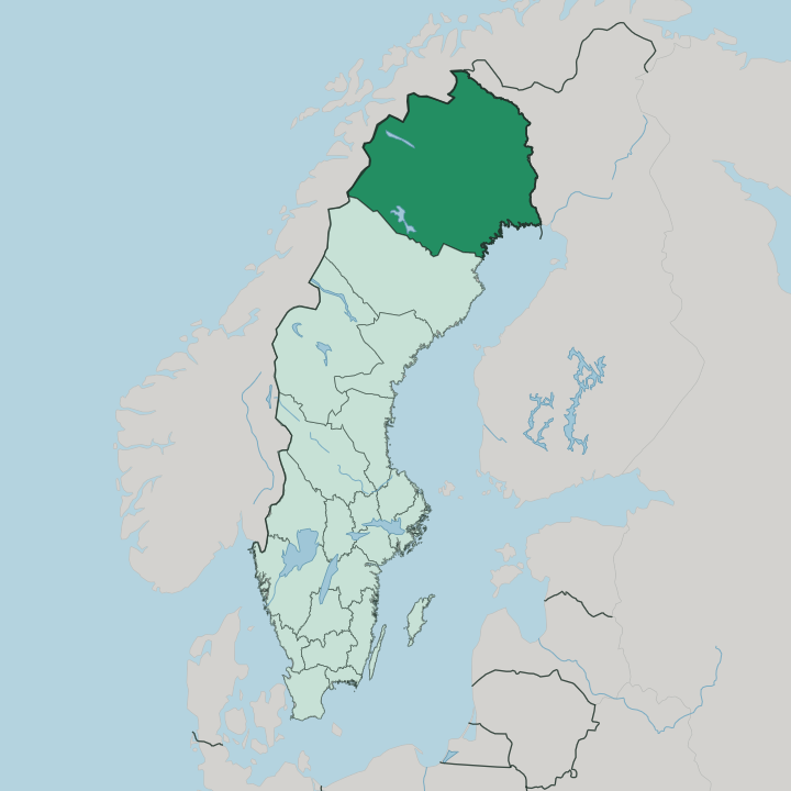 Map showing Norrbotten County — In Sweden