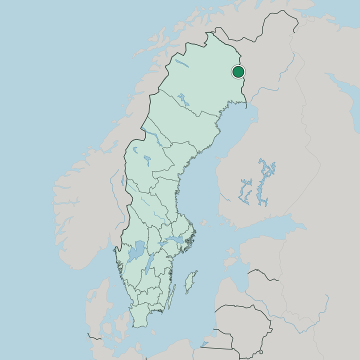 Map showing Pajala — In Sweden
