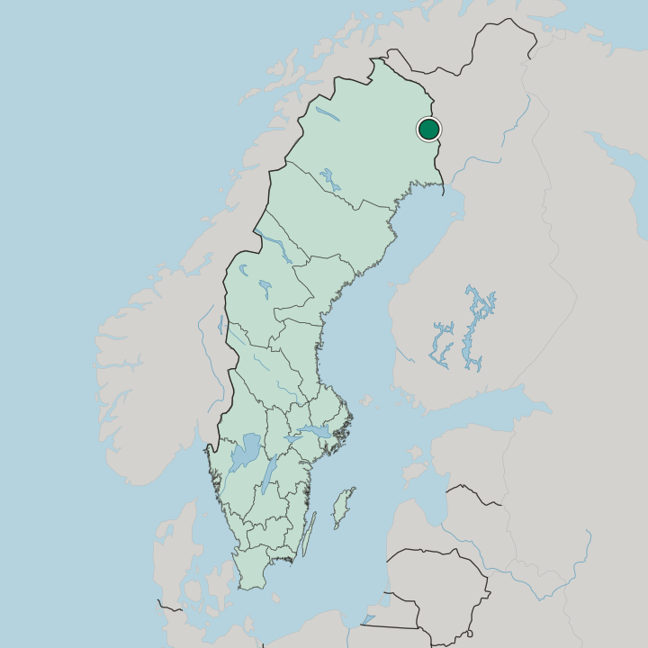 Map showing Pajala — In Sweden