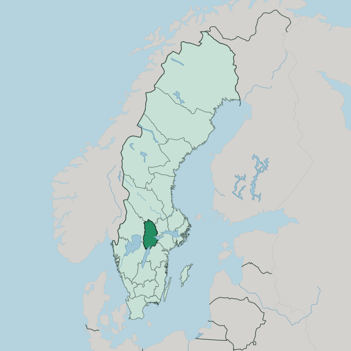 Map showing Örebro County — In Sweden