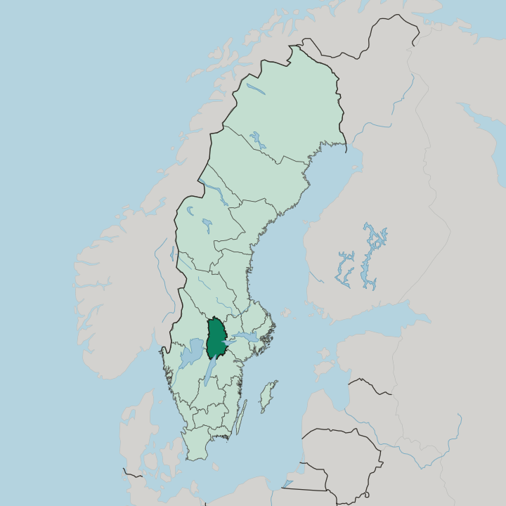 Map showing Örebro County — In Sweden