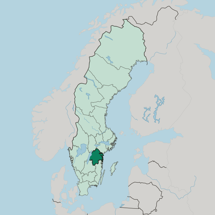 Map showing Östergötland County — In Sweden