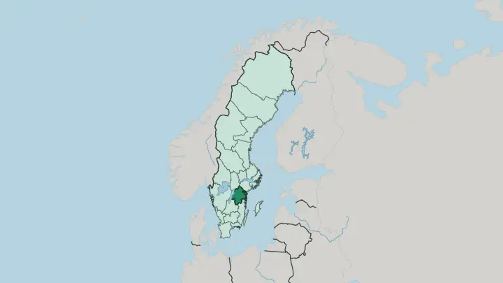 Map of Östergötland County in Sweden