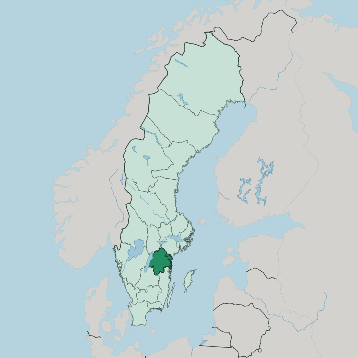 Map showing Östergötland County — In Sweden