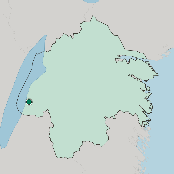 Map showing Ödeshög — In Östergötland County