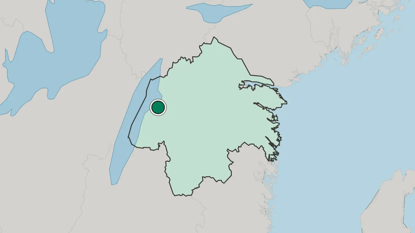 Map of Vadstena in Sweden