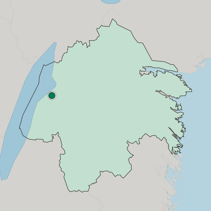 Map showing Vadstena — In Östergötland County