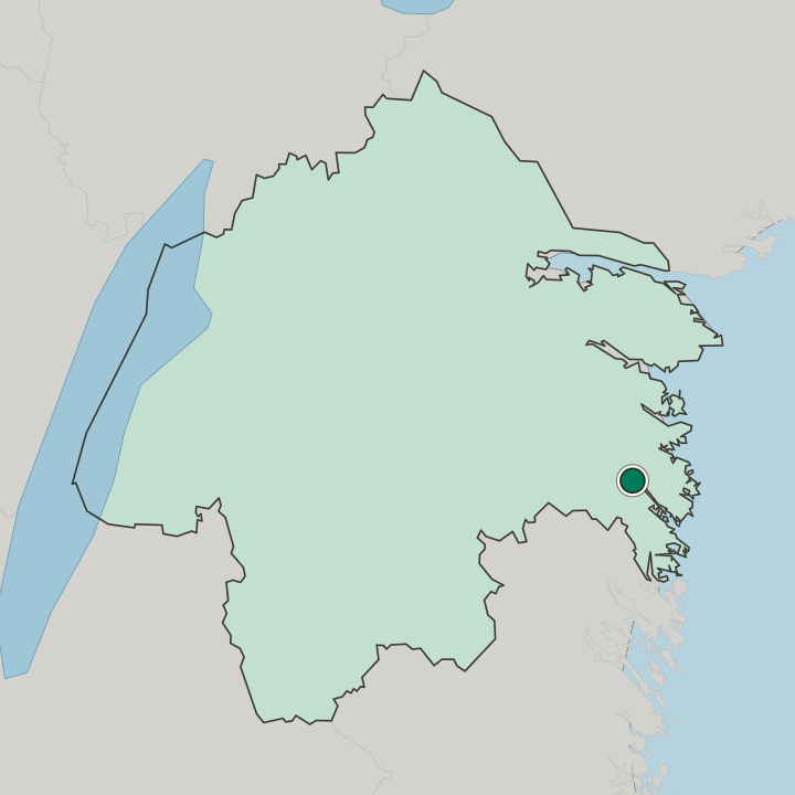 Map showing Valdemarsvik — In Östergötland County
