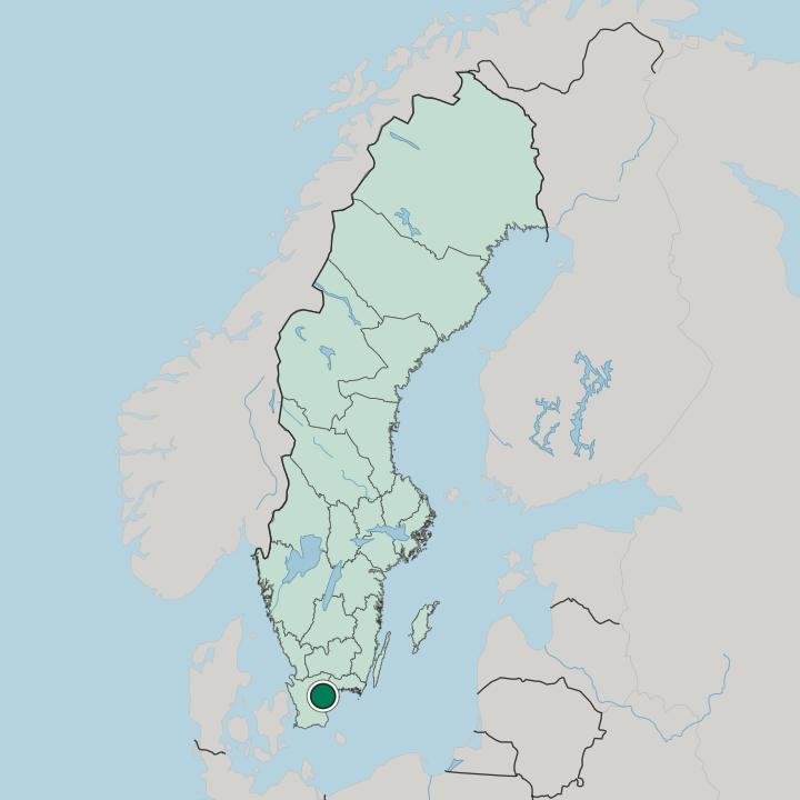 Map showing Kristianstad — In Sweden