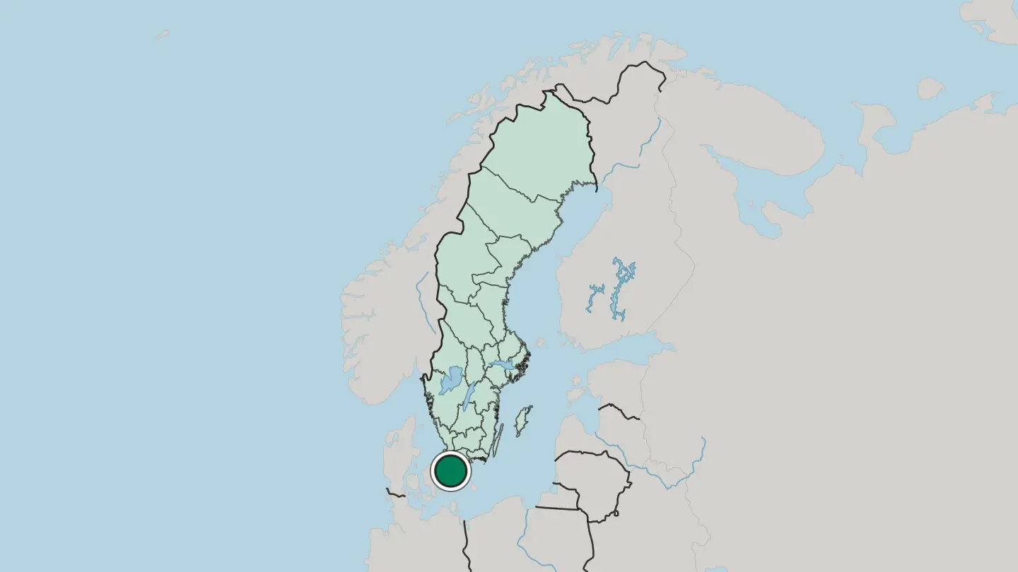 Map of Lund in Sweden