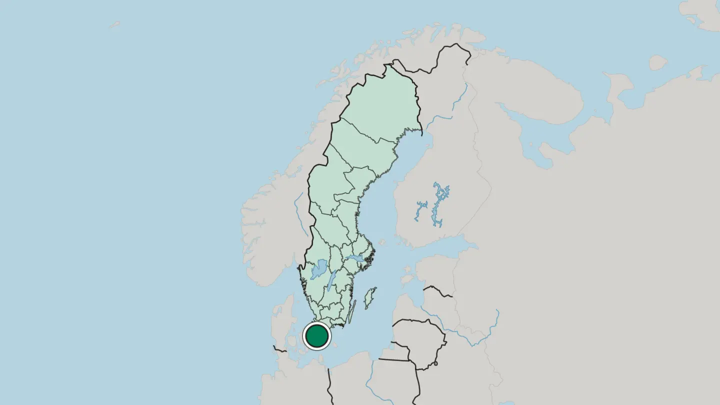 Map of Malmö in Sweden