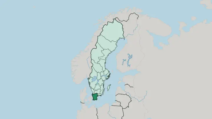 Map of Skåne County in Sweden