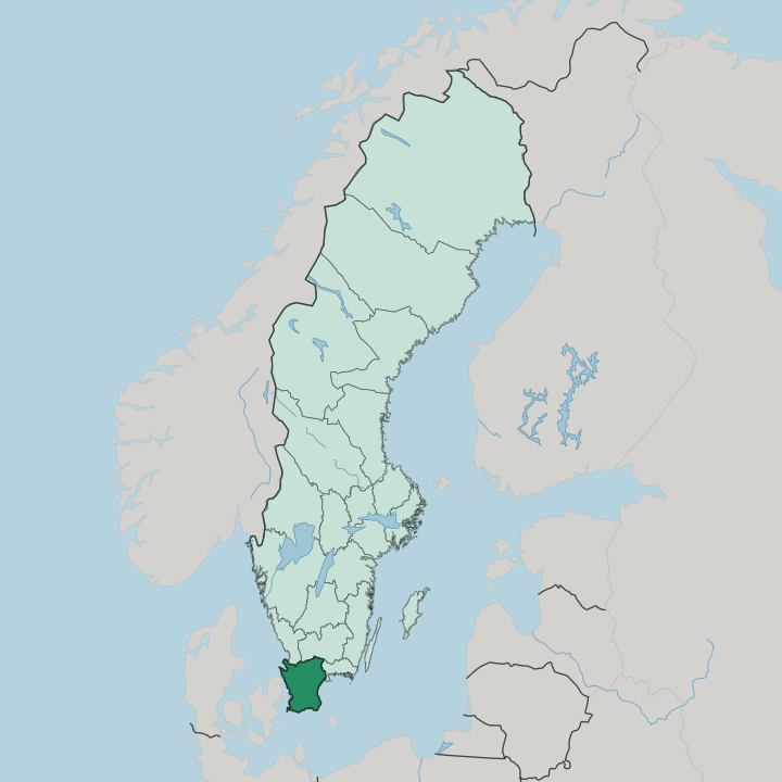 Map showing Skåne County — In Sweden